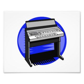 Electric Organ Blue Background Music Graphic Photographic Print