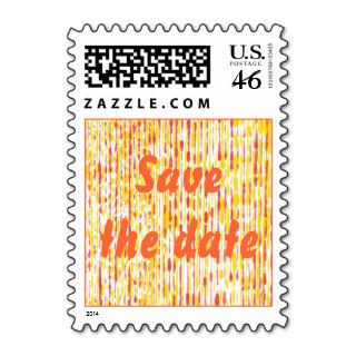 Save the date, Yellow Orange Rain Wedding Stamps