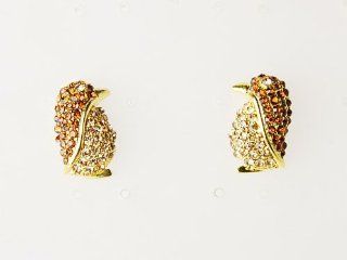 Petite Colorado Topaz Crystal Rhinestone Penguin Bird Lover Couple Stud Earrings Jewelry