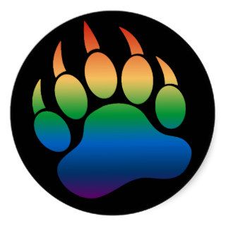 Gradient Rainbow flag Gay Bear Paw /Claw   Sticker