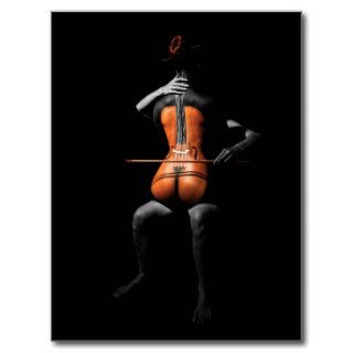 The Cello   Body Painting Post Card