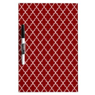 Dark Red And White Moroccan Trellis Pattern Dry Erase Boards