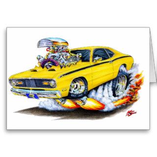 1970 74 Plymouth Duster Yellow Car Greeting Card
