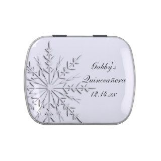 Winter Snowflake Quinceanera Favor Candy Tin