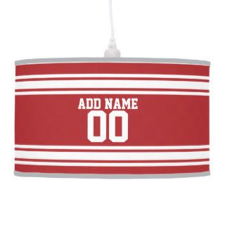 Red and White Stripes with Name and Number Pendant Lamps
