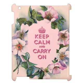 VINTAGE PINK FLORAL KEEP CALM AND CARRY ON COVER FOR THE iPad