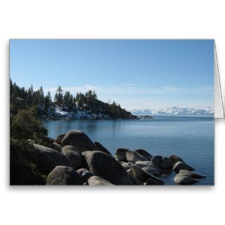 Scenic Lake Tahoe Christmas Snow Covered Mountains Greeting Card