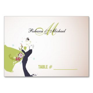 Our Wedding Day   Green Monogram Table Place Cards Business Card Templates