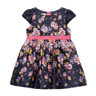 Baker by Ted Baker Babies navy floral bunny print ribbon dress