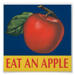 Eat an Apple with vintage illustration Print