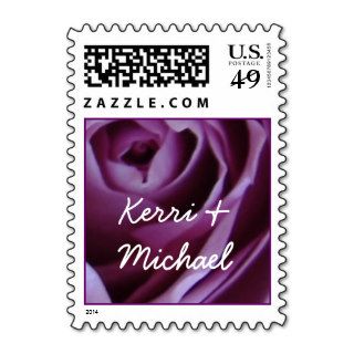 Wedding Stamp Close Up Purple Rose SMALL Vertical