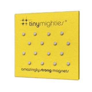 Three By Three Seattle Tiny Mighties Magnets, 0.125 Inches Diameter, Chrome, 16 Pack (20500)