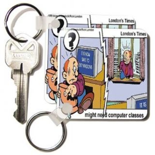 kc_1516_1 Londons Times Funny Computer Cartoons   MIGHT NEED COMPUTER LESSONS   Key Chains   set of 2 Key Chains Clothing
