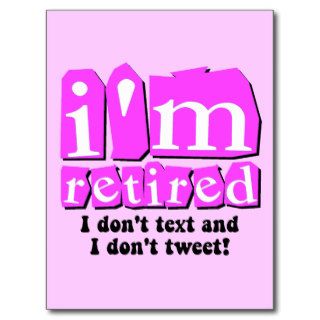 Funny text tweet retirement post cards