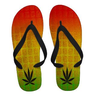 Reggae Rasta Leaf Cool Thongs Flip Flops Flip Flops