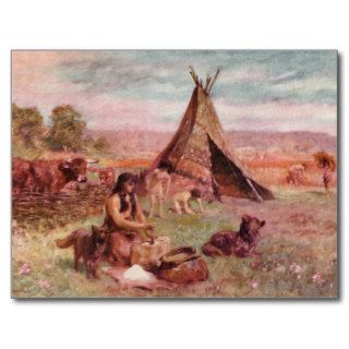 Neolithic Homestead Antique Print Post Cards