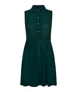 Tenki Green Collar Lace Chiffon Dress