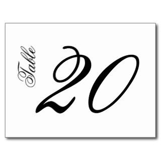 Classic Script Table Numbers Post Card