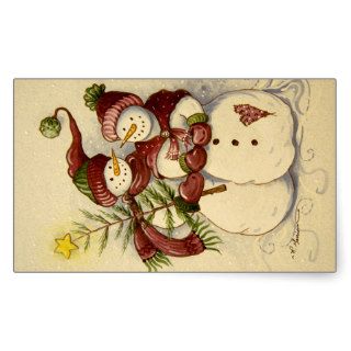 4924 Snowmen Christmas Rectangle Stickers