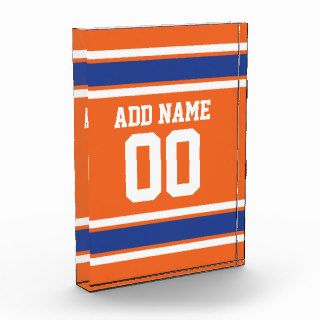 Orange Blue Sports Jersey with Name and Number Acrylic Award