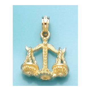 Gold Charm Pendant 3 D "libra" Zodiac Sign Jewelry