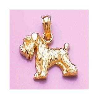 Gold Animal Charm Pendant Schnauzer Dog 2 D Million Charms Jewelry