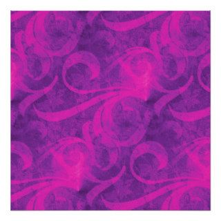 Purple Pink Floral Swirl Flourish Girly Pattern Print