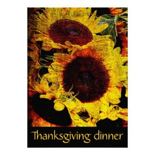 rustic sunflowers Thanksgiving dinner party Invitations