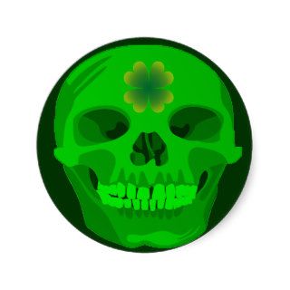 St Patrick's Day Irish Shamrock Skull Sticker
