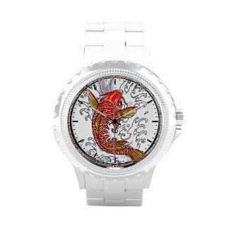 Cool oriental japanese tattoo ink lucky koi fish wristwatches