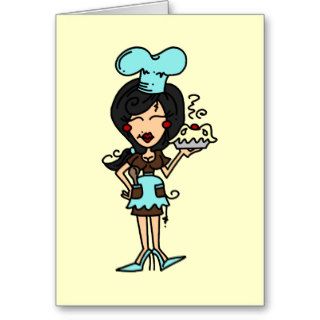 Female Pastry Chef   Black Hair T shirts and Gifts Greeting Card