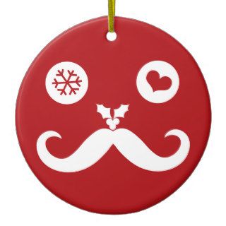 Funny Mustache Christmas Holiday Photo Ornament