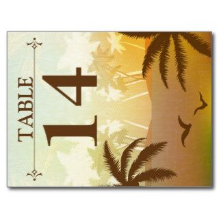 Tropical Beach Wedding Table Number Cards Post Cards