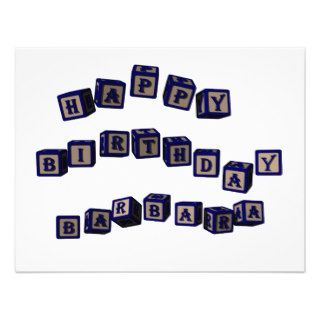 Happy Birthday Barbara toy blocks in blue Announcement