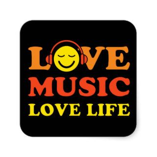 I love music smiley with headphones stickers