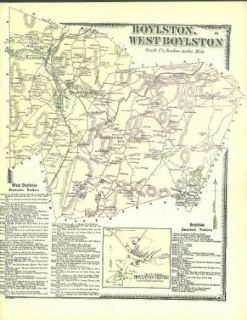 F W Beers hand colored 1870 Map of West / Boylston Oakdale Harrisville MA Entertainment Collectibles