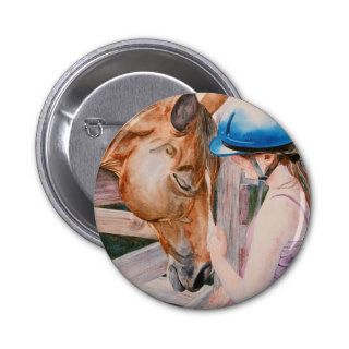 HorseBack Riding Girl and her Horse Animal Lover Buttons