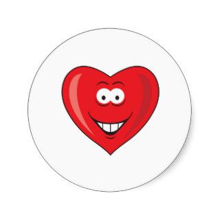 Heart Shaped Valentine Smiley Face Round Sticker