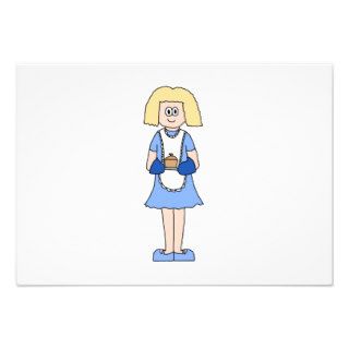 Lady with a Hot Dish of Food. In Blue. Personalized Announcement