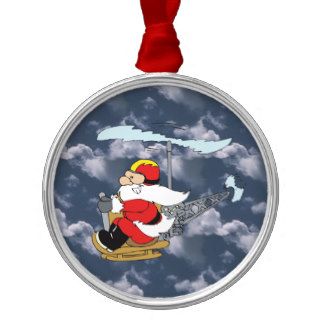 Santa in a Helicopter Ornament Ornaments