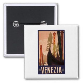 Venezia Venice Italy Itallia Vintage Travel Poster Buttons