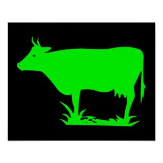 Green Alien Cow Poster