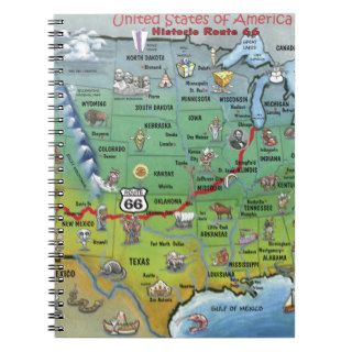 Historic Route 66 Cartoon Map Journals