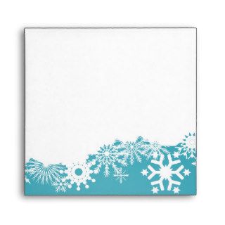 Snowflake turquoise white winter wedding envelope