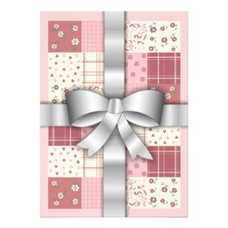 Patchwork Christening/Baptism   Hearts & Ribbons Personalised Announcements