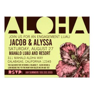 311 Aloha World Lime Pink Invitations