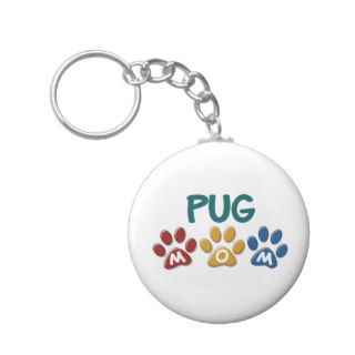 PUG Mom Paw Print 1 Keychain