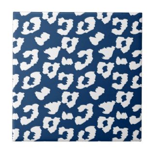 Navy Blue Cheetah Leopard Print Tiles
