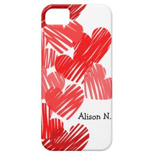 Sketchy Red hearts with name iPhone 5 Case iPhone 5 Cover