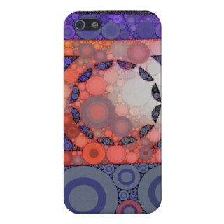 Cool Funky Circle Star Mosaic Pattern Indigo Red Cover For iPhone 5